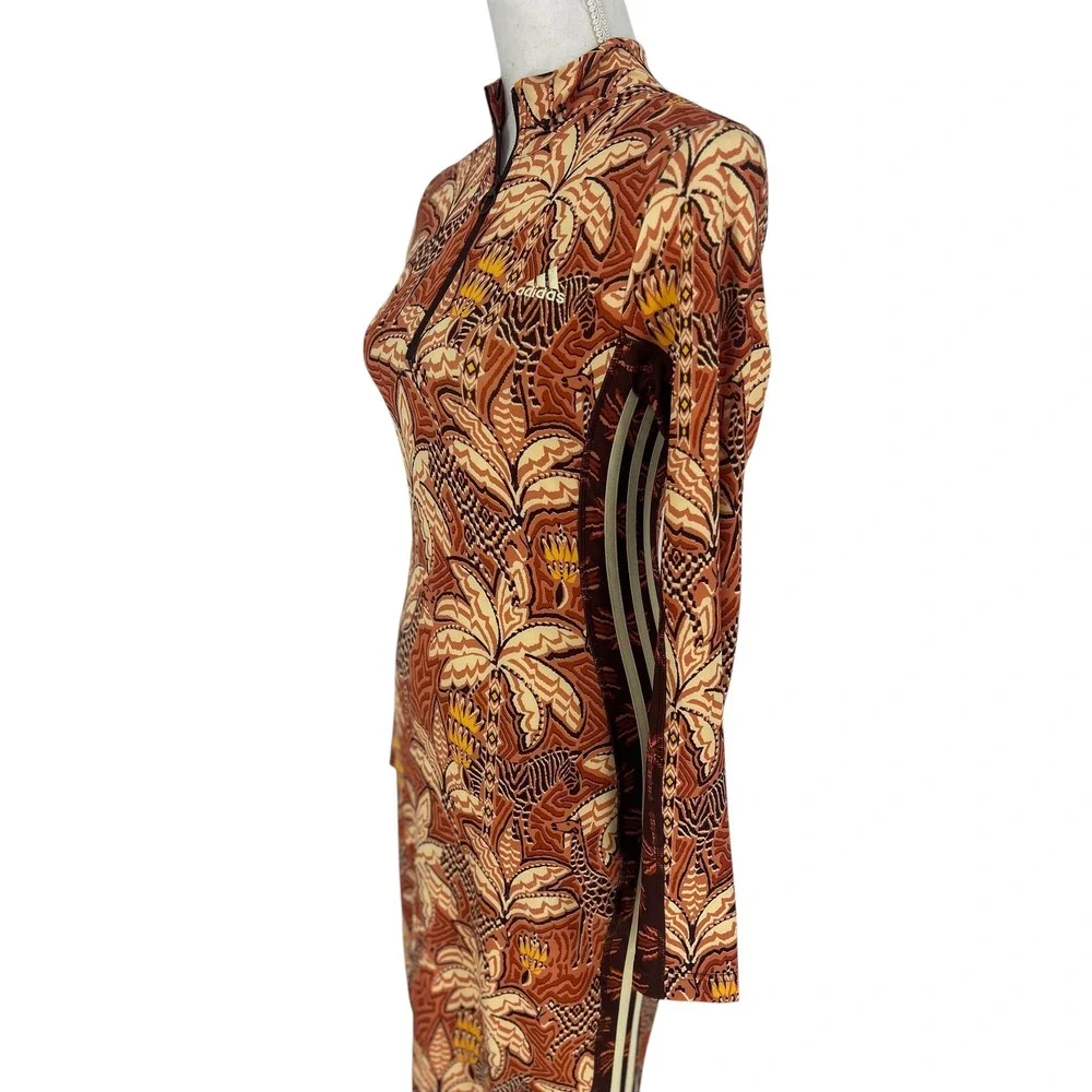 Farm Rio x Adidas Tropical Print Zip Up Midi Dress Small - Picture 9 of 16